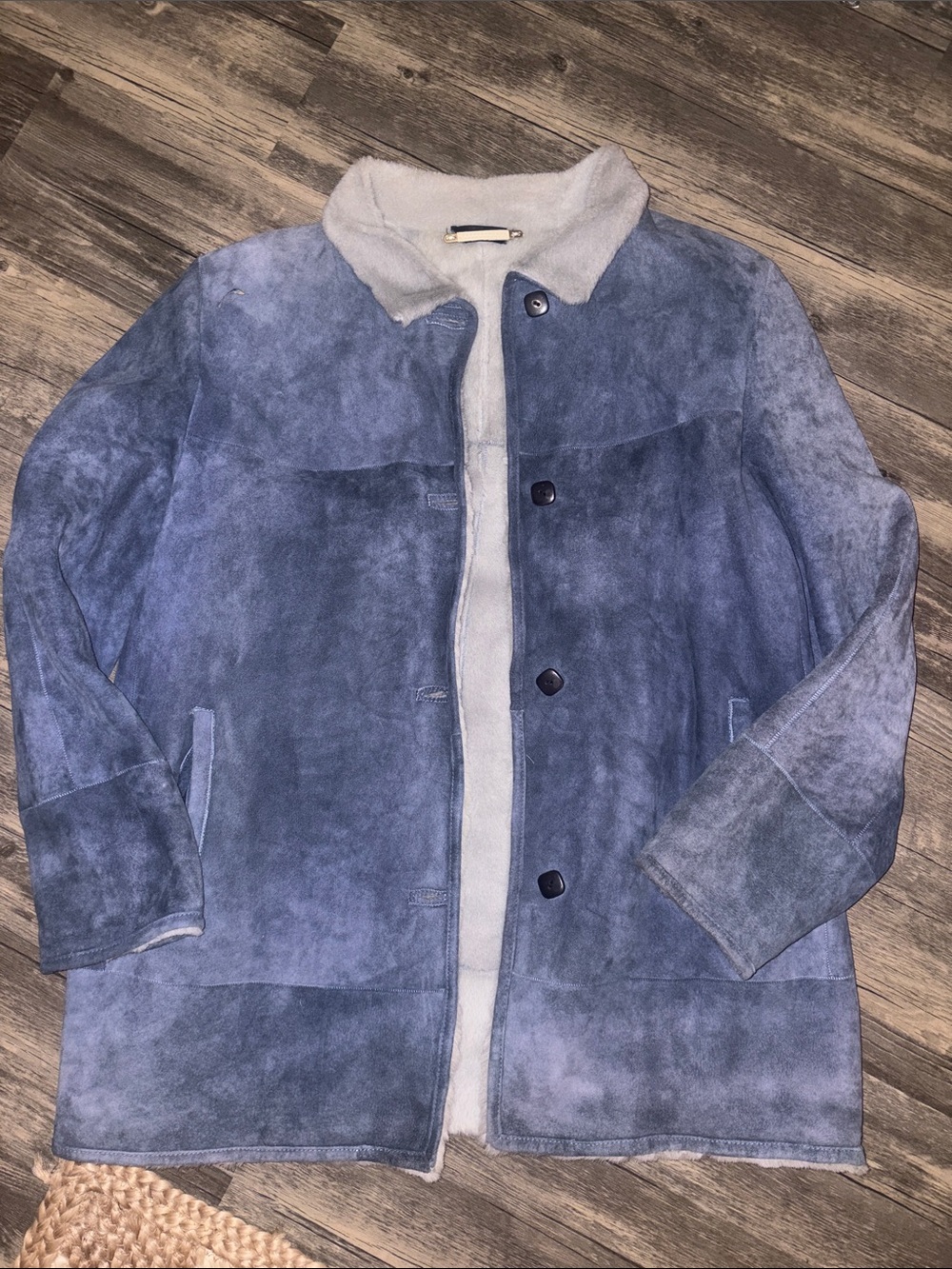 Marco Gianotti blue suede and shearling coat - woman’s large